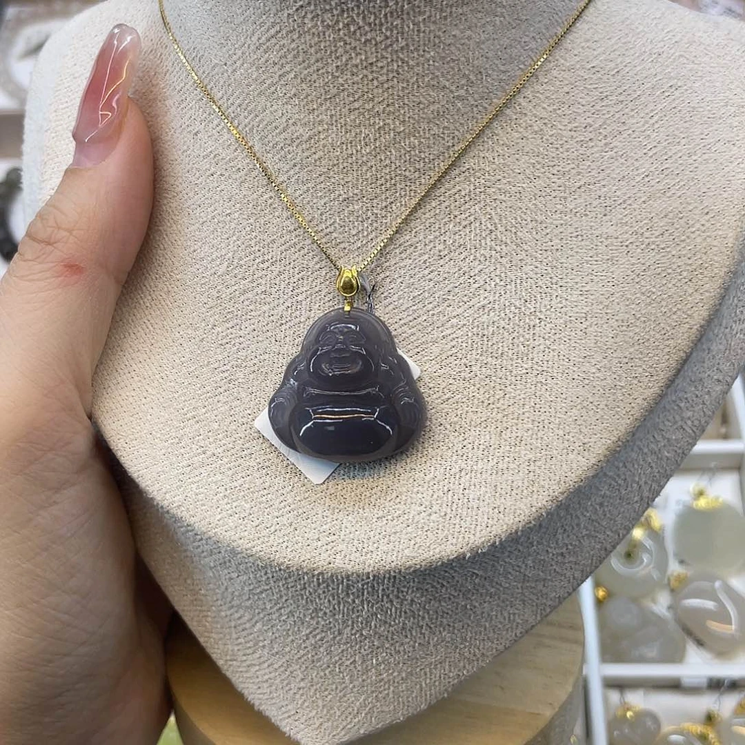 和田玉18K金镶嵌吊坠(赠链)