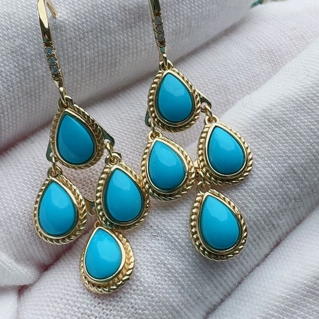 绿松石未镶嵌耳饰