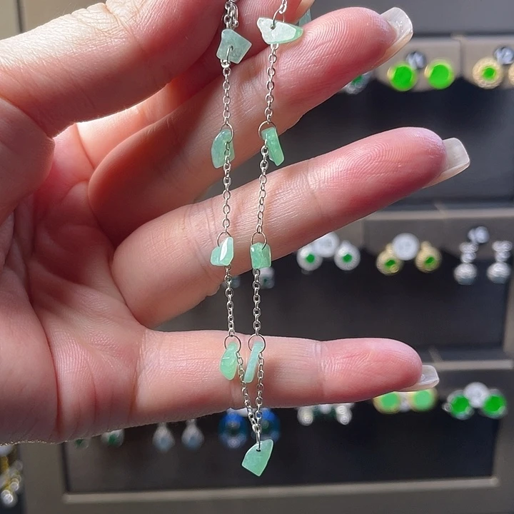 翡翠银S925镶嵌耳饰翡翠