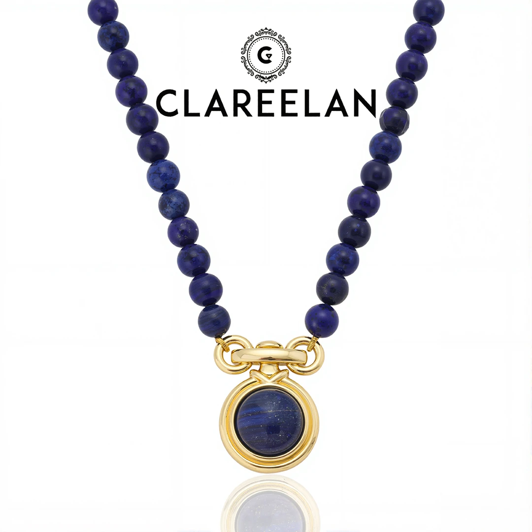 Clareelan 【青金】蓝色复古百搭小众耳环项链