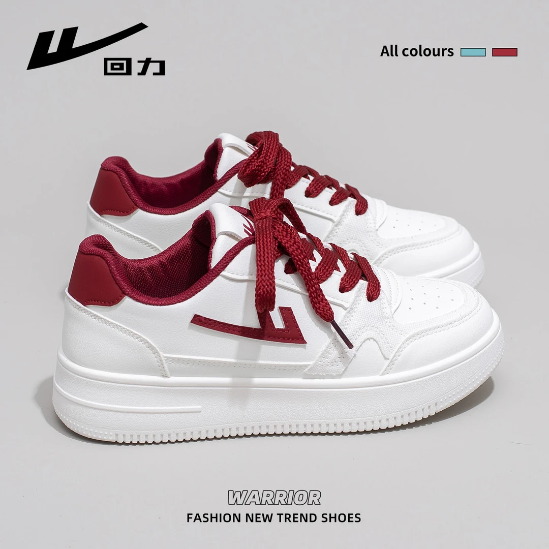 回力厚底板鞋女2025新款秋季小众美式酒红色复古百搭运动休闲鞋子