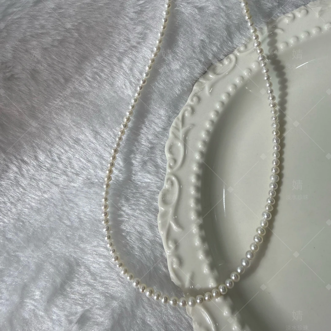 〖珠124〗淡水珍珠半成品土豆圆3/4mm 婧