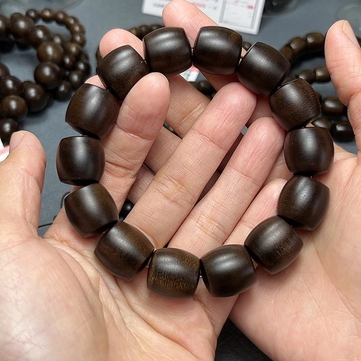 沉香手串青**水白棋玉化