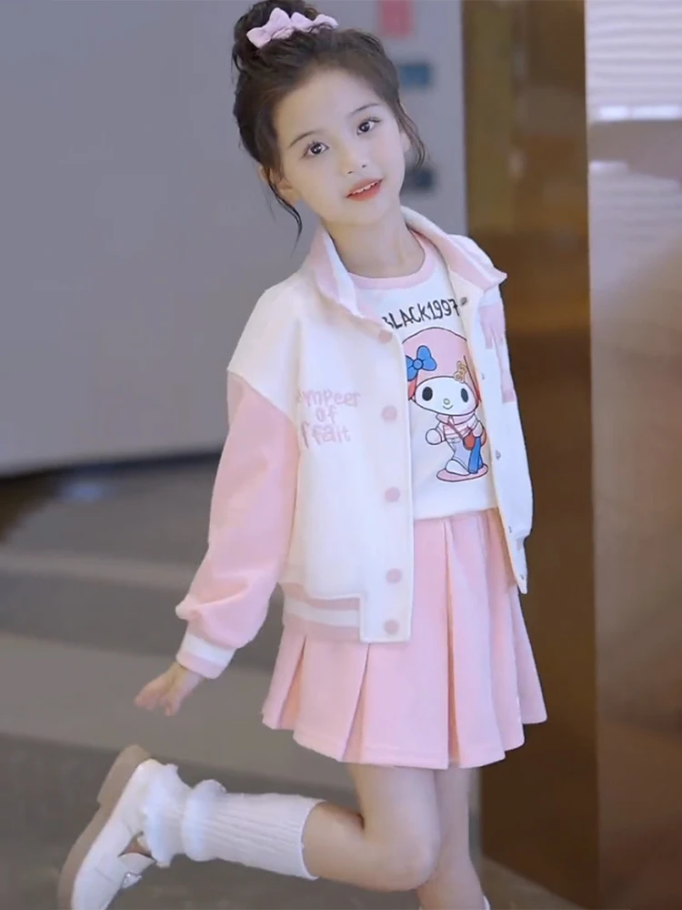 女童秋季连衣裙2025新款洋气美乐蒂套装学院风儿童秋装库洛米裙子