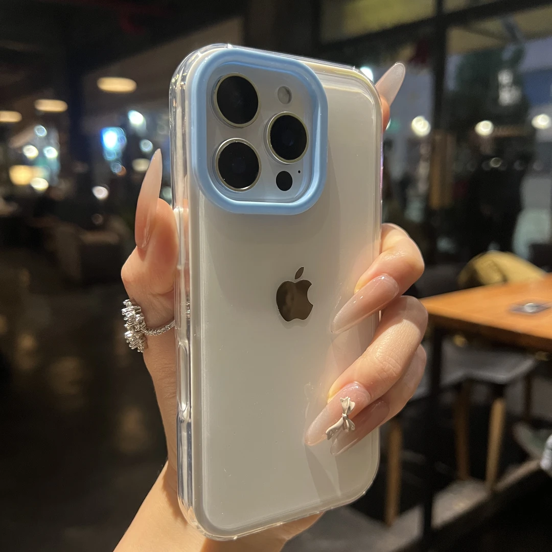 高颜值果冻撞色适用iPhone16promax手机壳苹果15全包14/13新款12