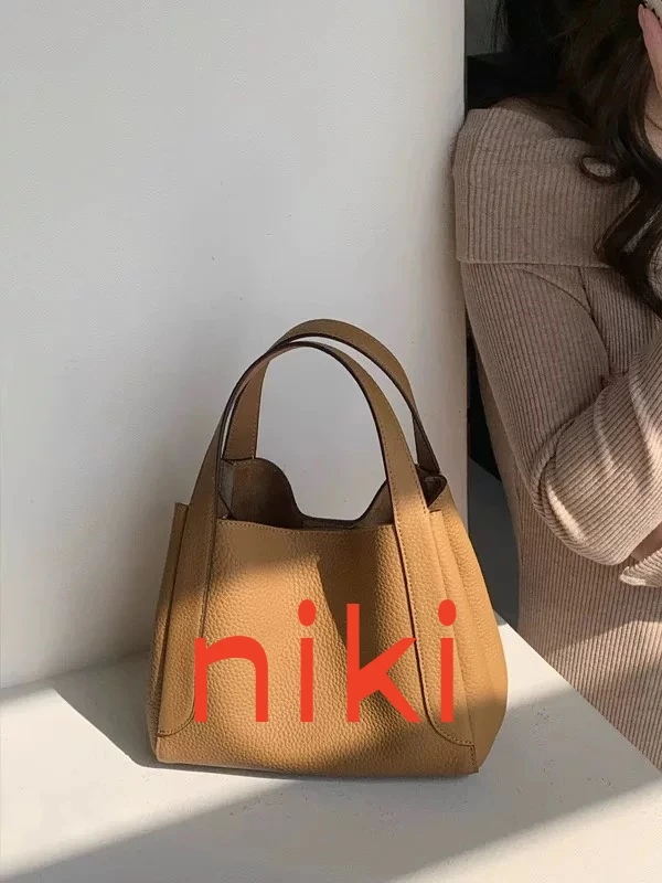 niki 斜跨单根菜篮子包斜挎包百搭老师包包休闲单肩真皮复古时尚