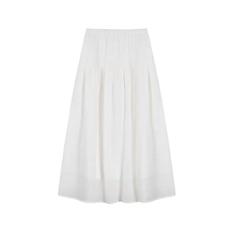 AMAZCOOL 100棉松紧高腰气质拼接A字半身裙5758