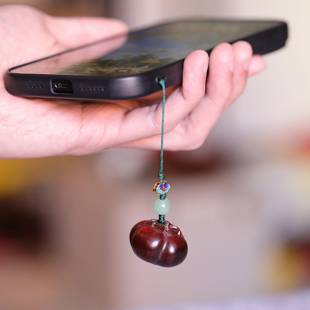 紫檀柿柿如意挂饰柿子挂坠汽车挂件车载吊坠手机链挂件创意钥匙扣