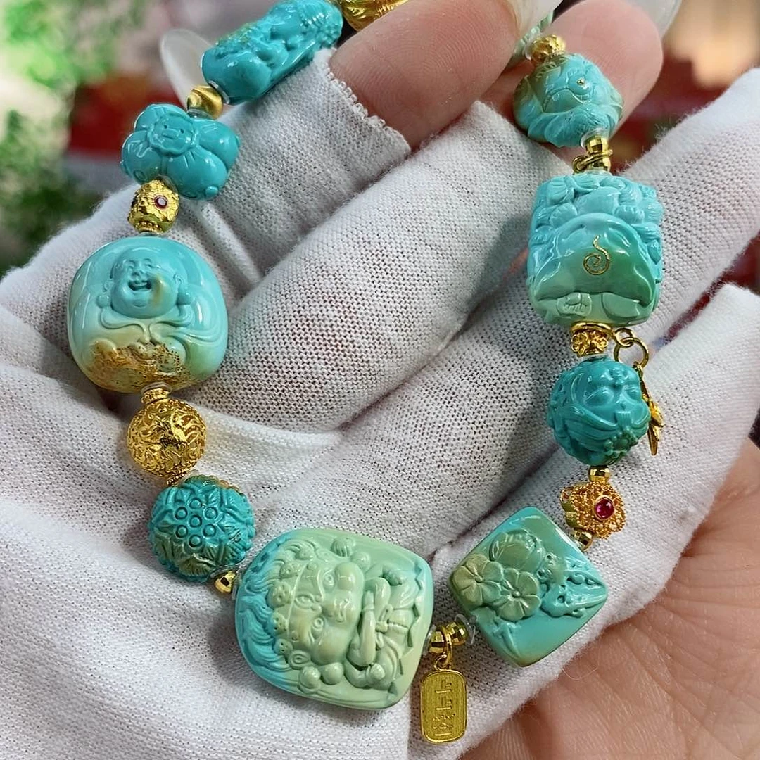 绿松石珠宝奇石18K金镶嵌