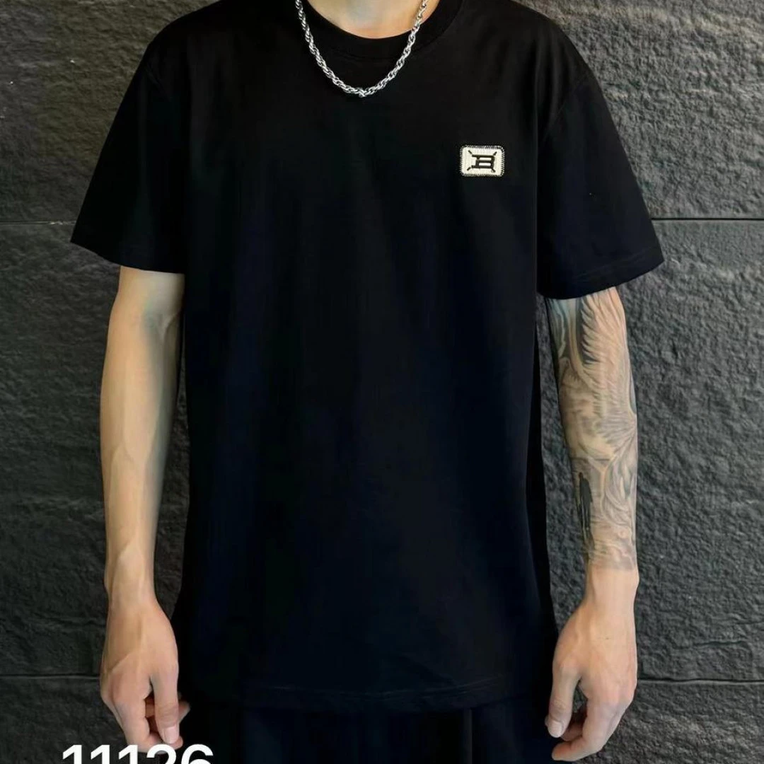 【11126-yd】字母刺绣小标男士夏季圆领T恤经典百搭不挑人短袖