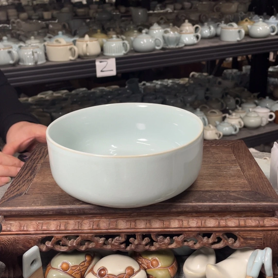 瓷片天青釉圆茶洗