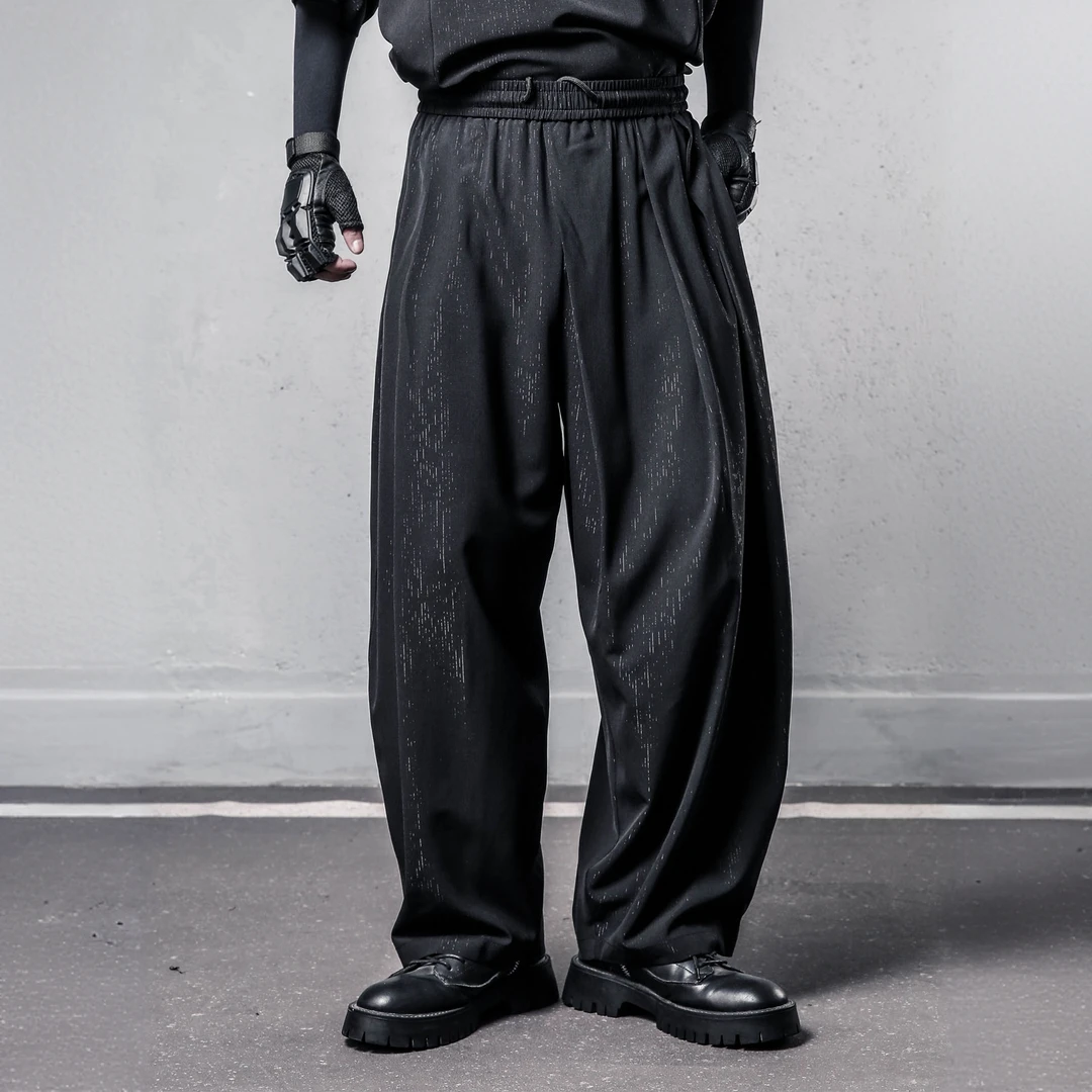 小众暗黑山本风个性解构设计垂感抗皱阔腿裤男士夏季休闲长裤