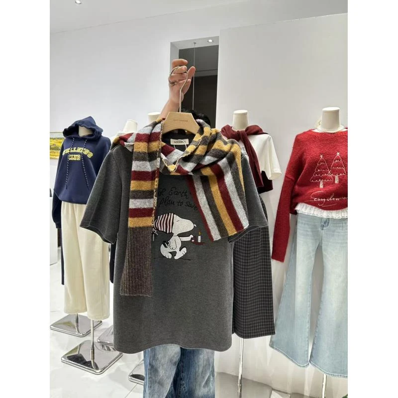 韩国首尔家史努比小狗短袖（送披肩）8368