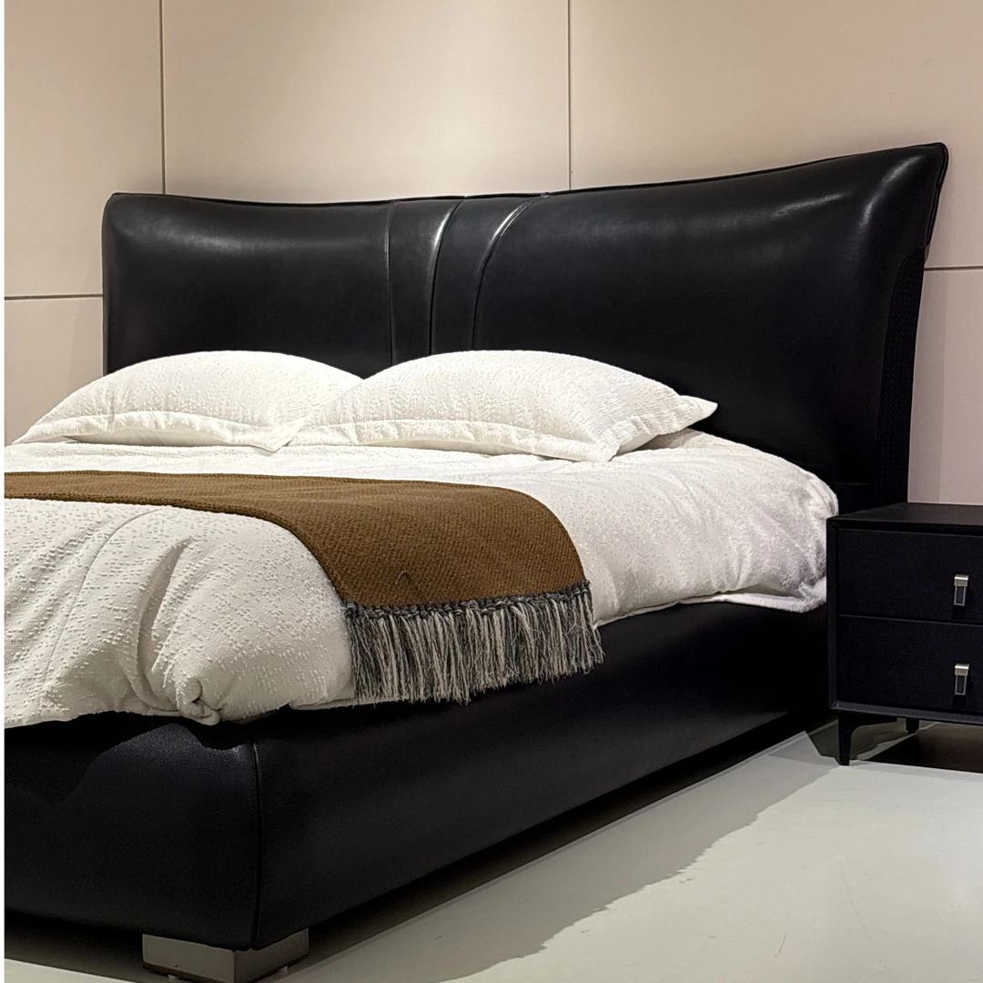 【佛山厂家直销】C2098高定香奈儿床中式水洗木质工艺大床床真皮