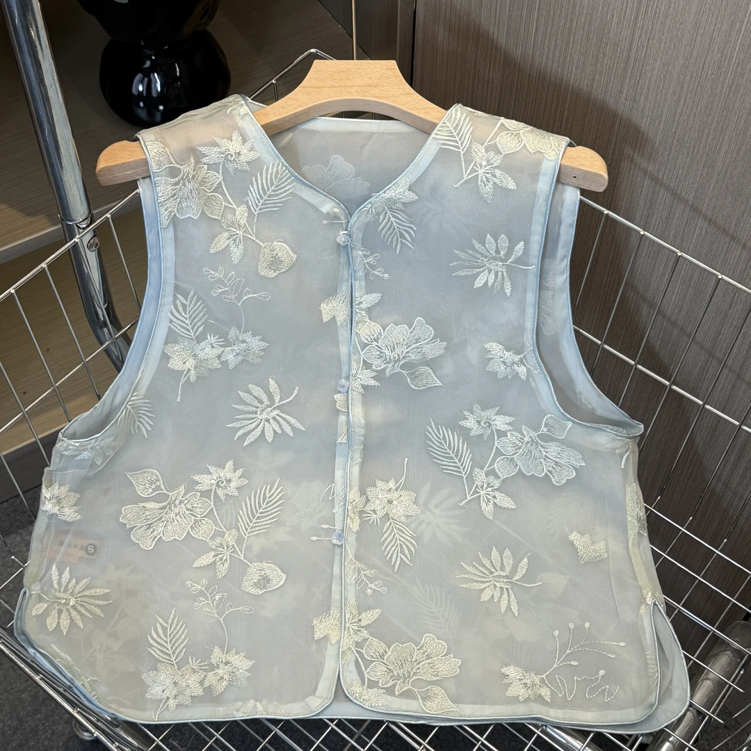 【繁花似锦】中国风重工亮片刺绣无袖马甲新中式时尚复古绣花马夹