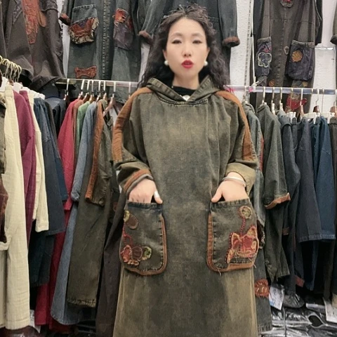 刺绣招财猫重工艺刺绣牛仔小熊裙