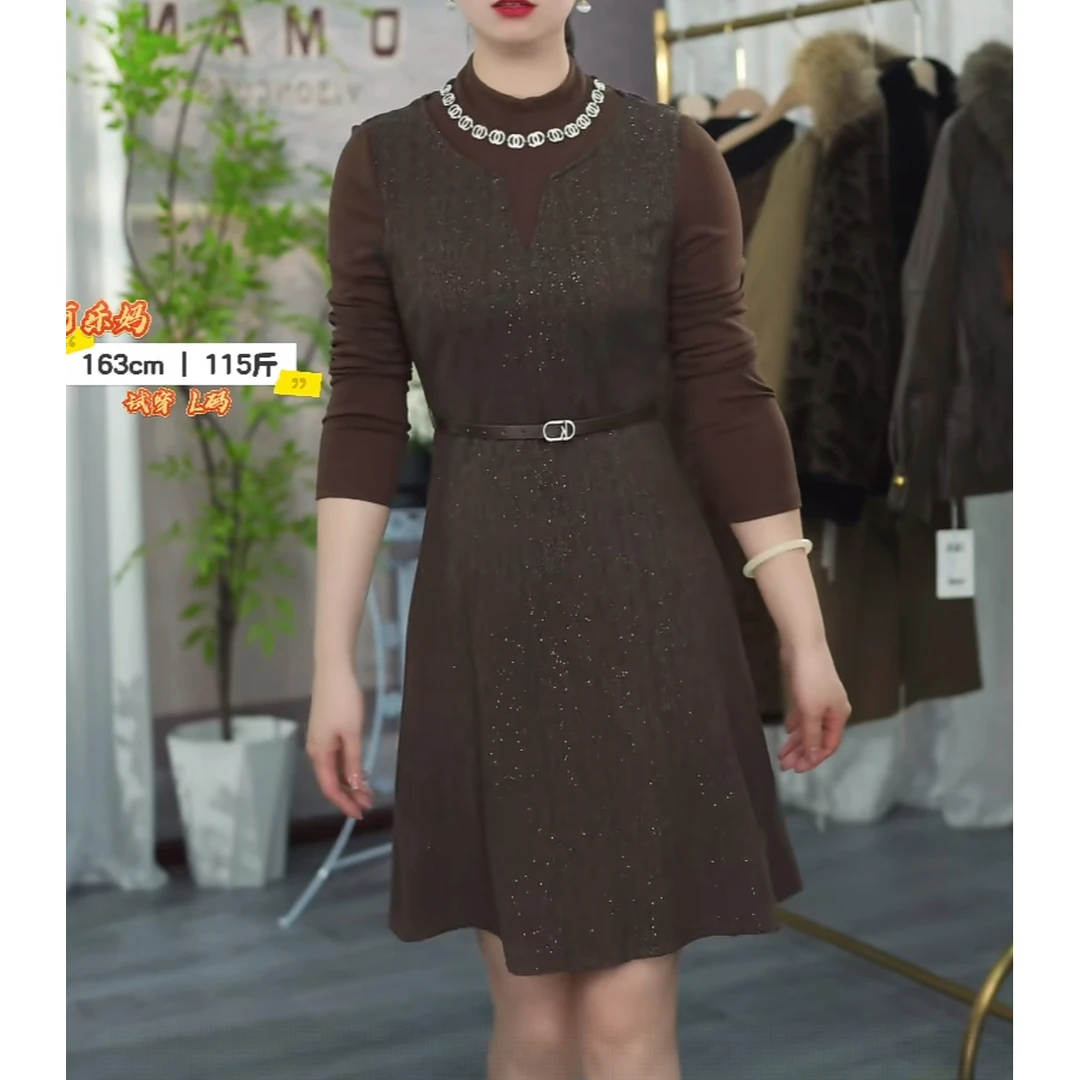 【Y3685】商场同款2025秋季新款韩版时尚显瘦系带连衣裙