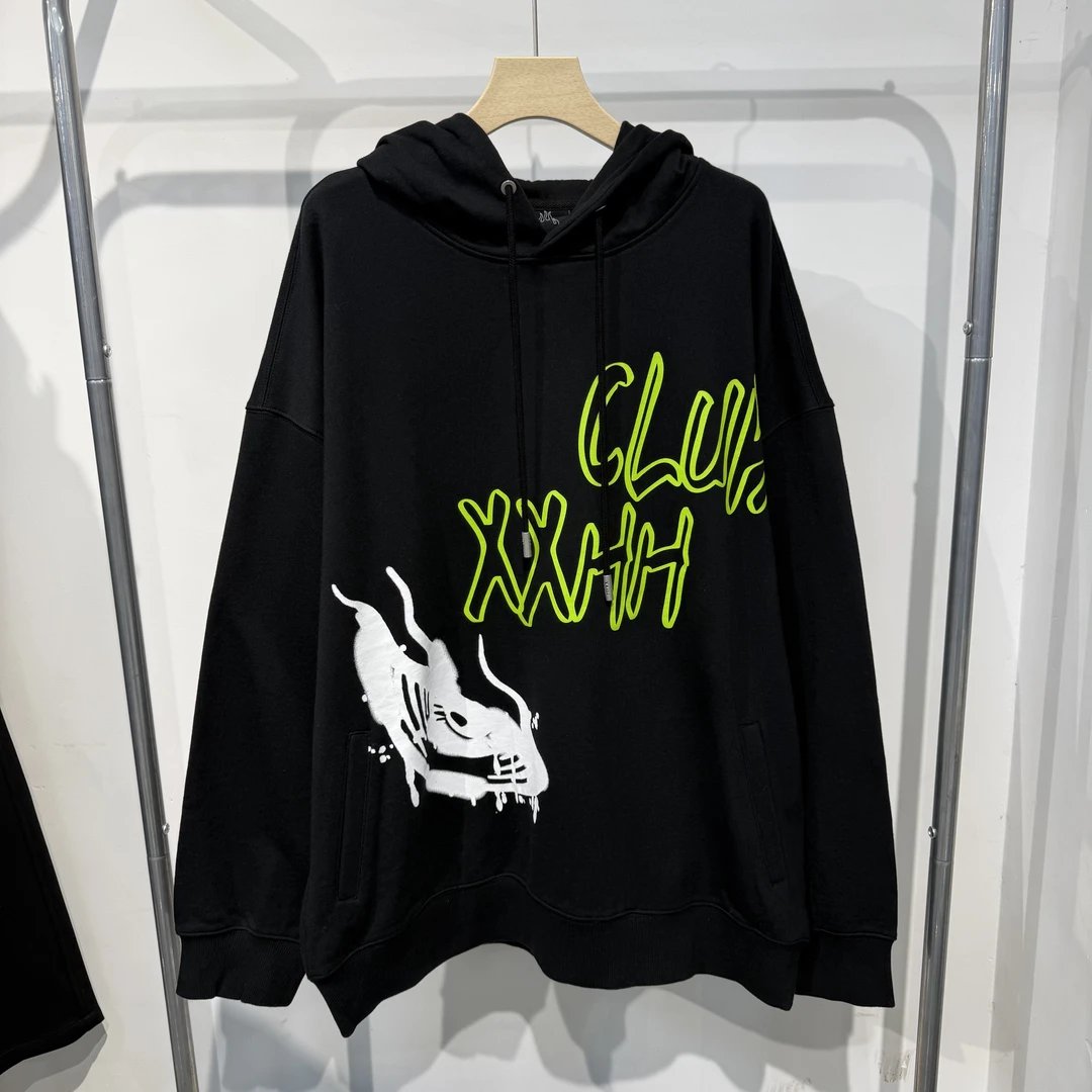 春秋男女同款字母涂鸦印花连帽卫衣DZDA1WY5011