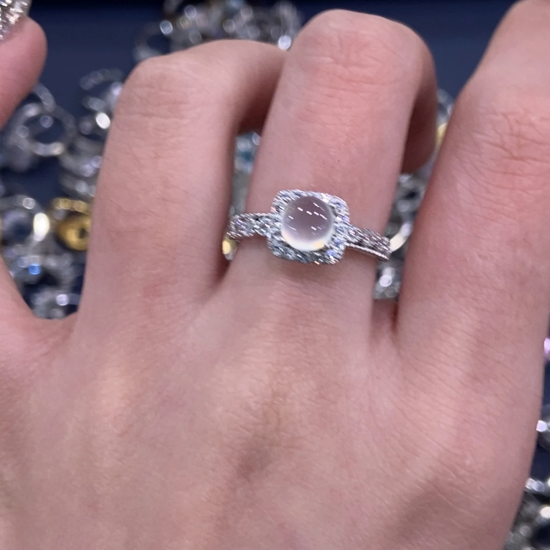 蛇纹石玉银S925镶嵌戒指