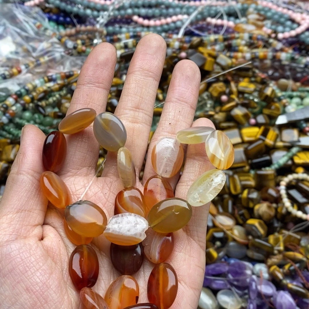 玛瑙/玉髓未镶嵌珠宝半成品一条天然玛瑙椭圆A45