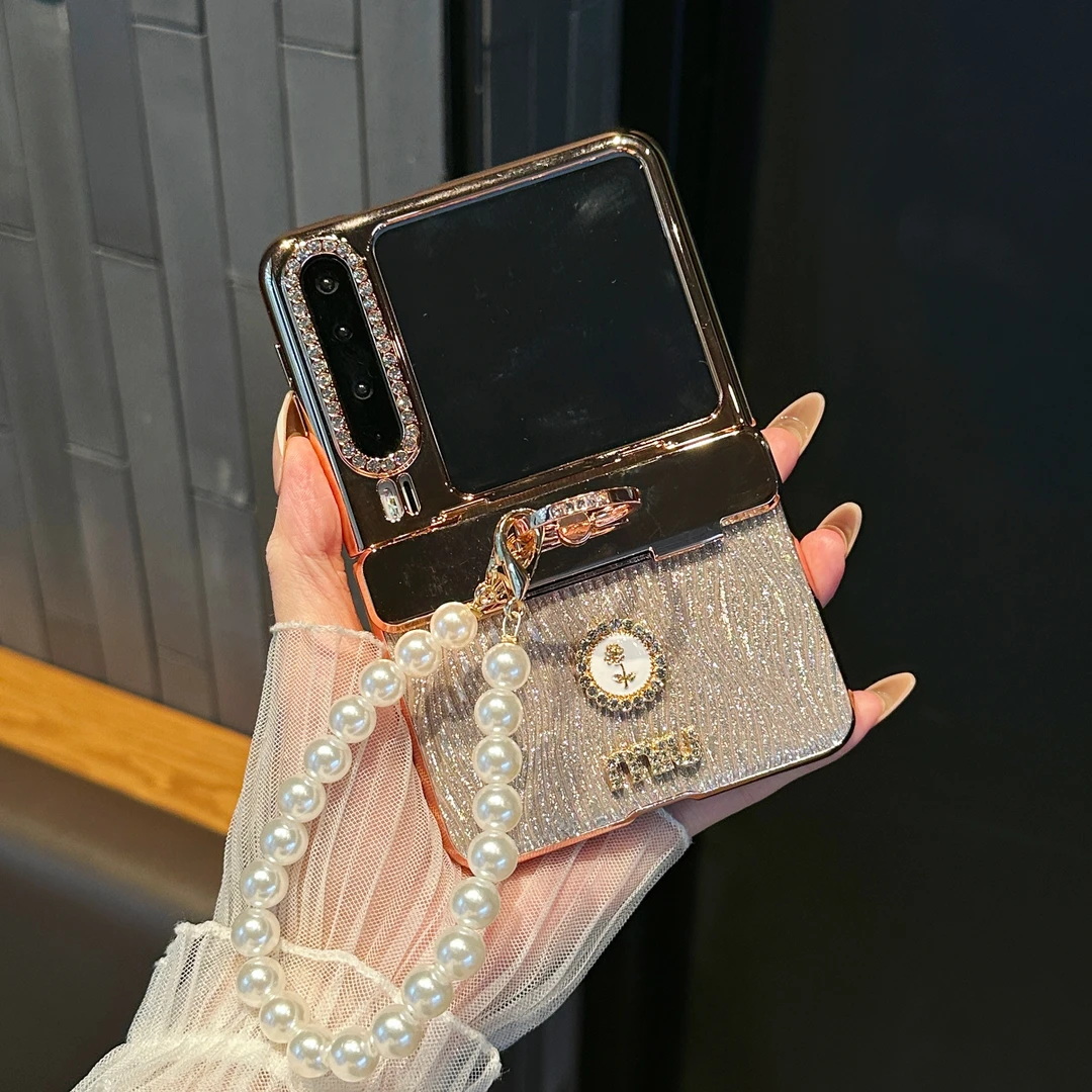 适用华为purax折叠手机壳膜一体轻奢金色水波纹闪粉全包保护套