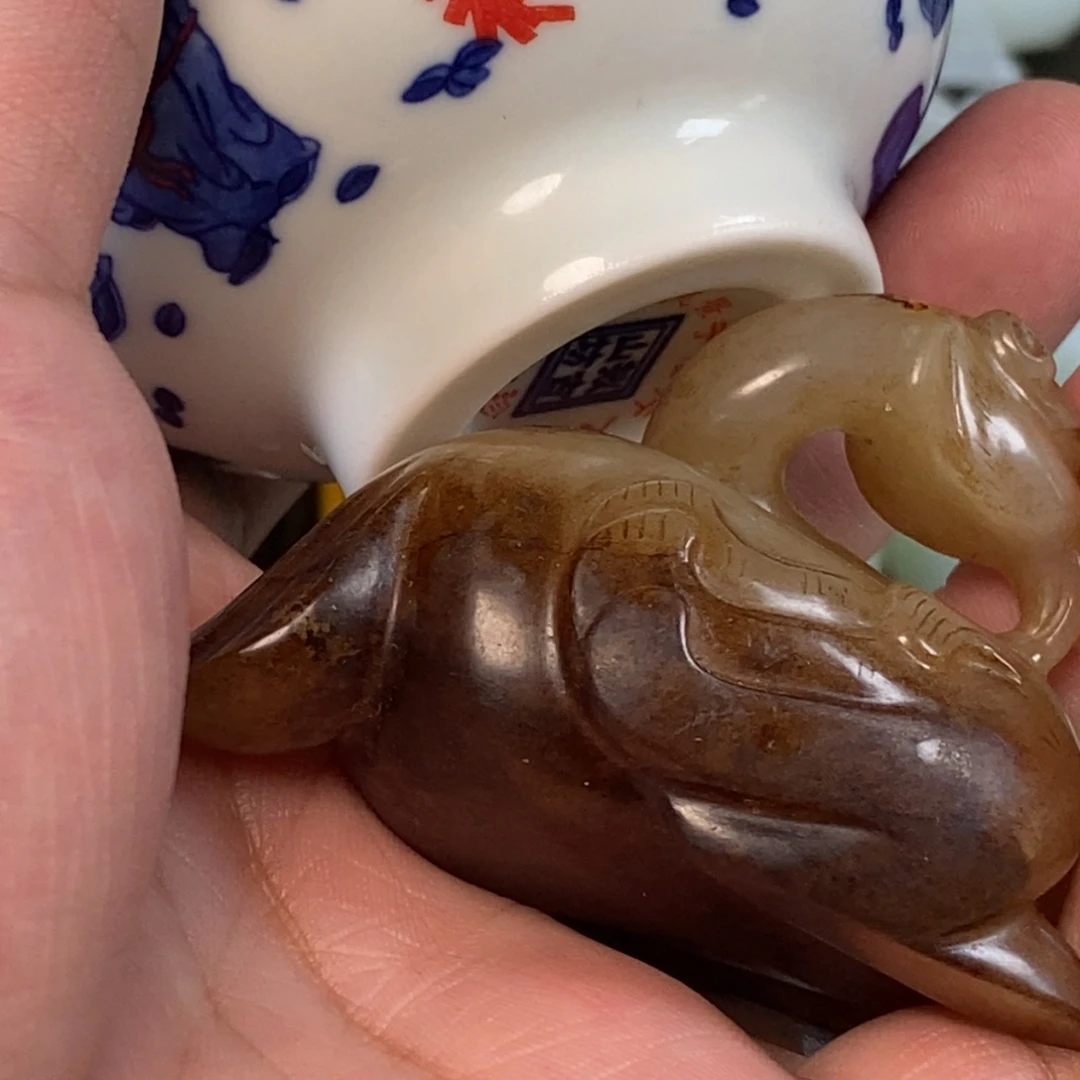 止*斋青花瓷茶杯一个鸟
