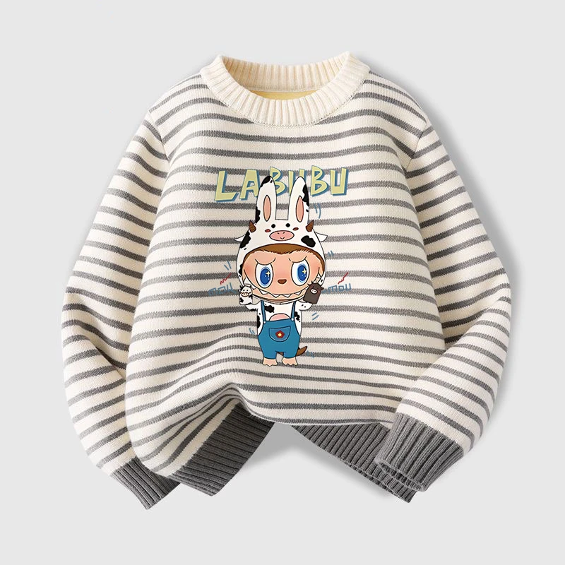 2025秋冬季新款儿童卡通拼色毛衣女童针织季洋气韩系套头圆领卫衣