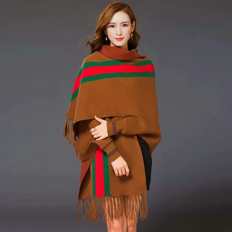 0233魅力衣人 典雅一身 气质款羊毛带袖口大披肩外套毛衣开衫