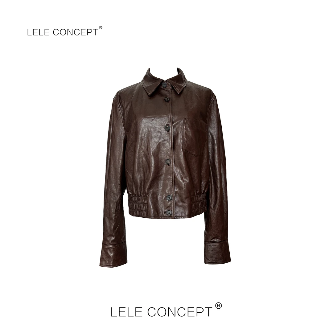LELE CONCEPT丨「丽」街头酷飒风机车短款皮衣P0068
