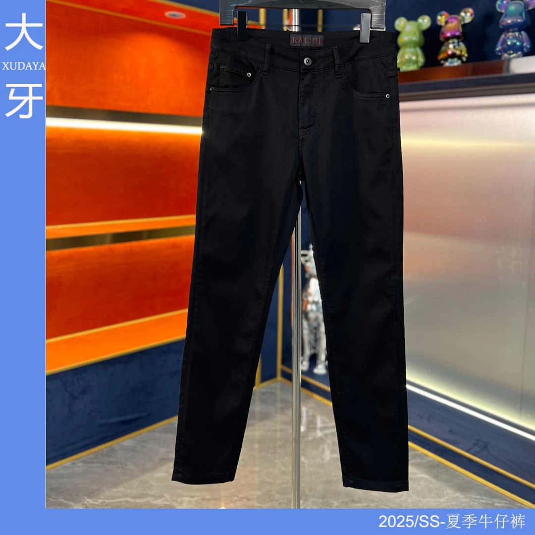 【大牙断码福利】888#纯黑色牛仔裤2025夏男时尚轻奢弹力修身小直筒