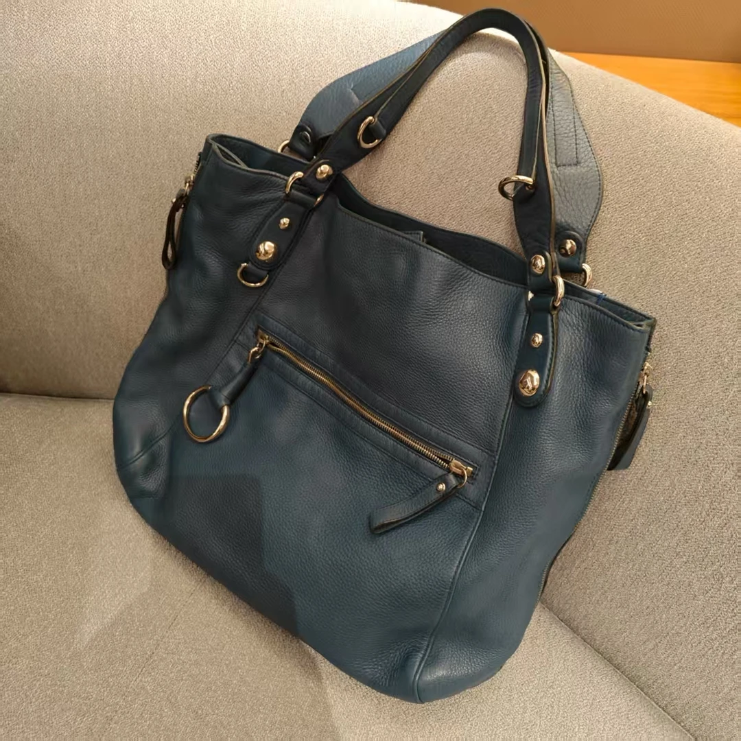 95新 GUCCI/古驰 【胖】 440918 蓝色托特单肩包