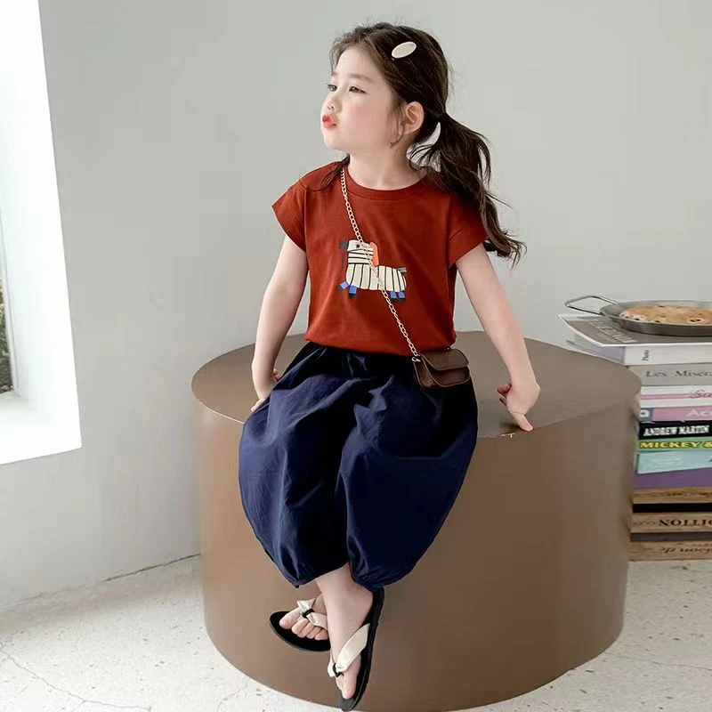 女童夏季网红短袖套装2025新款洋气时髦小女孩宝宝两件套儿童夏装