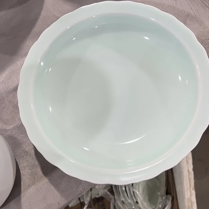 瓷片清欢八英寸深盘青色两个包邮
