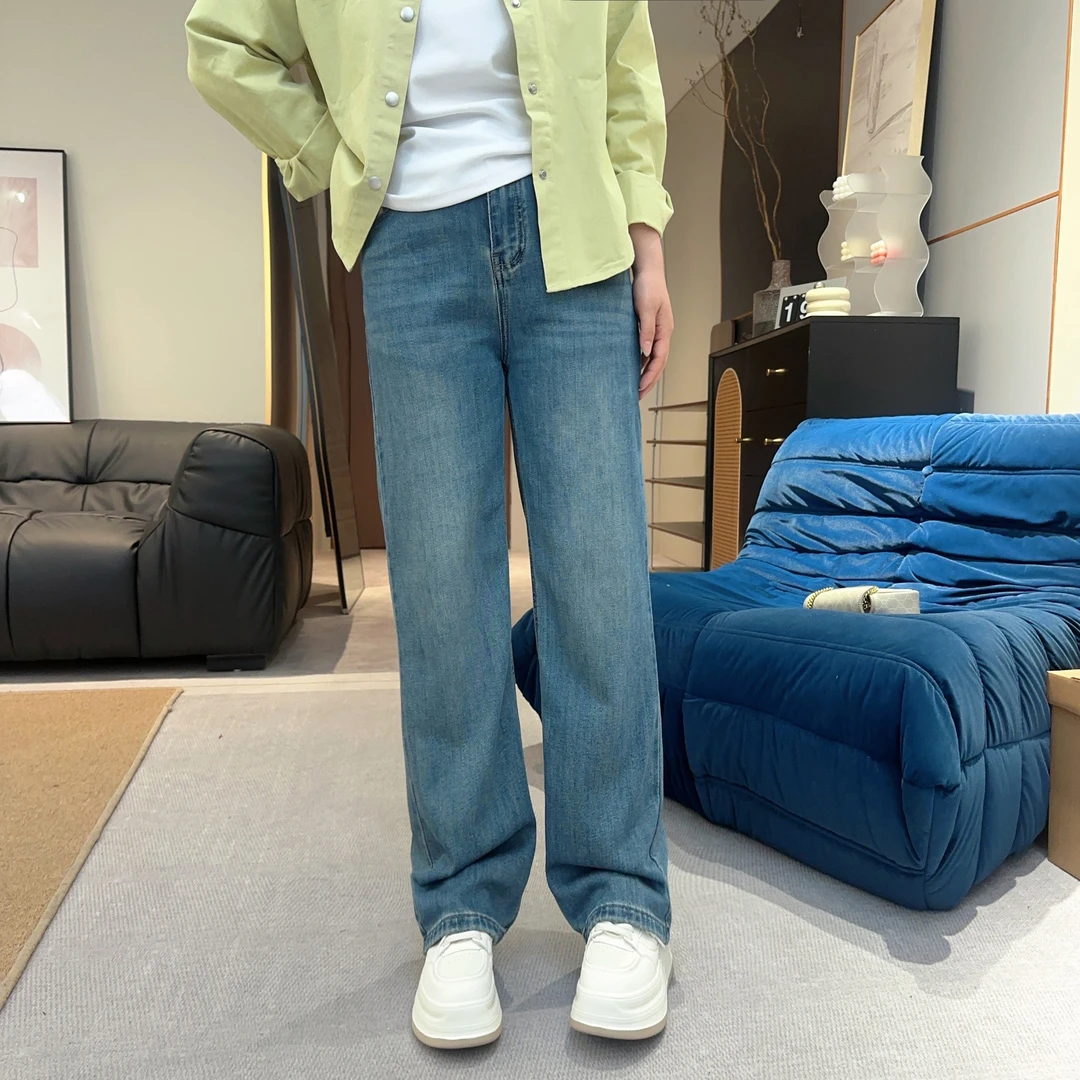 【欧加粒粒】早春字母标小个子女款显瘦百搭直筒牛仔裤裤子N530