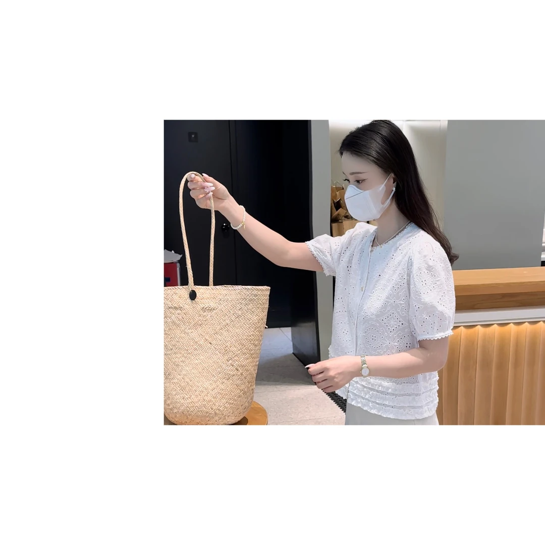 BK2025夏季新款韩版时尚钩花设计感短袖小衫女百搭显瘦