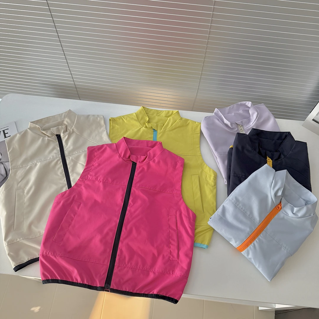 肉肉家-【拼色拉链潮服马甲】儿童户外刚需无袖拉链外套马甲