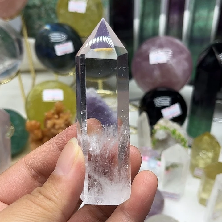 水晶珠宝半成品未镶嵌61克白水晶柱