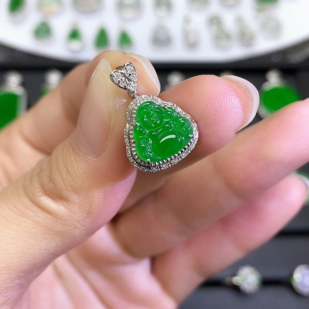 翡翠18K金镶嵌吊坠(不含链)