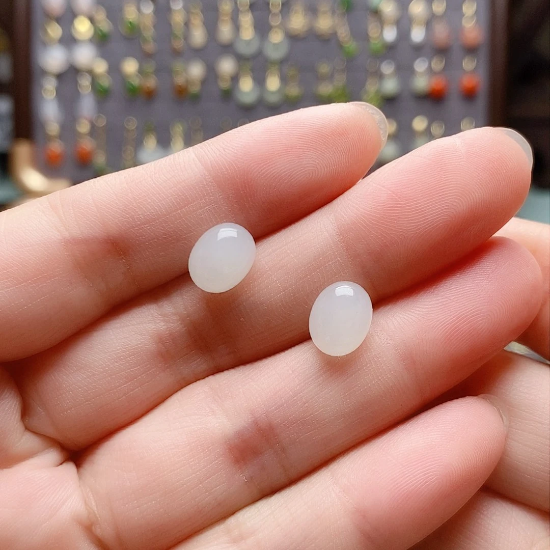 银S925镶嵌和田玉耳饰