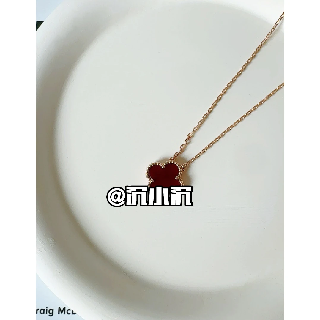 铜合金项链 【红色四草项链】高版本轻奢百搭重工项链F16