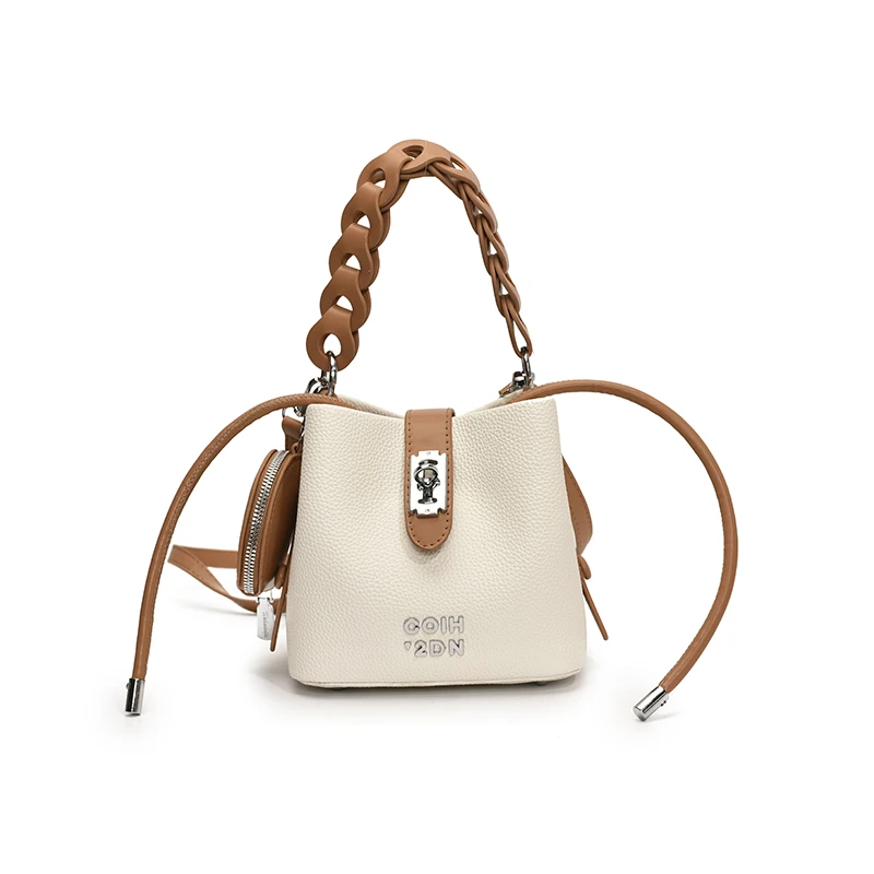 新款时尚单肩包编织肩带气质粽子包送零钱包1136白