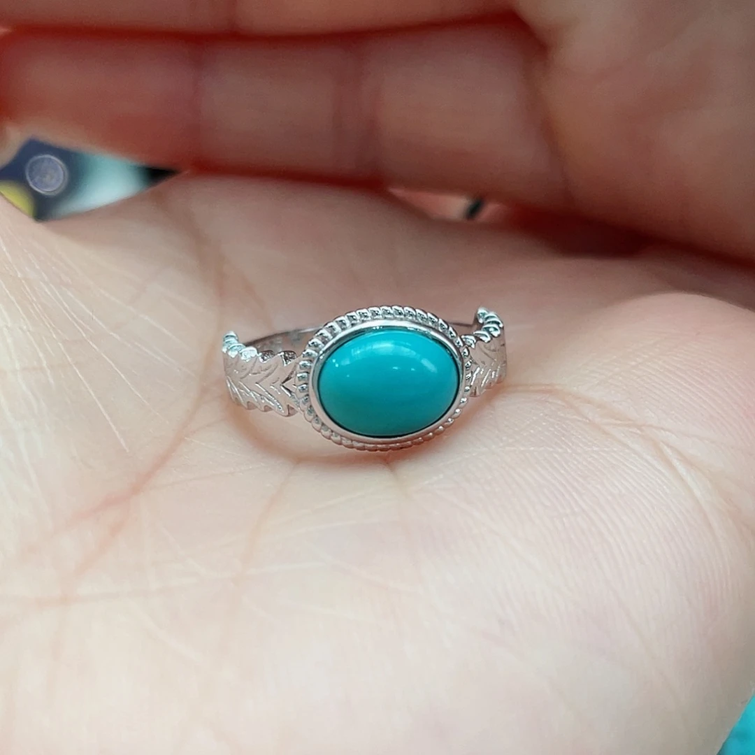 绿松石戒指银S925镶嵌