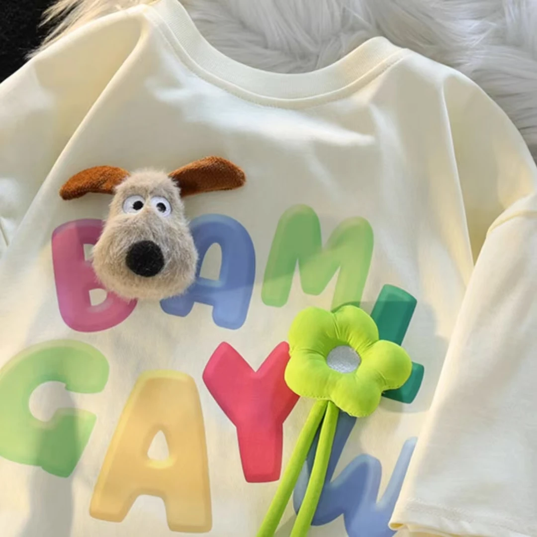 【多巴胺穿搭】夏季新款纯棉亲子短袖T恤洋气百搭上衣中大童男女