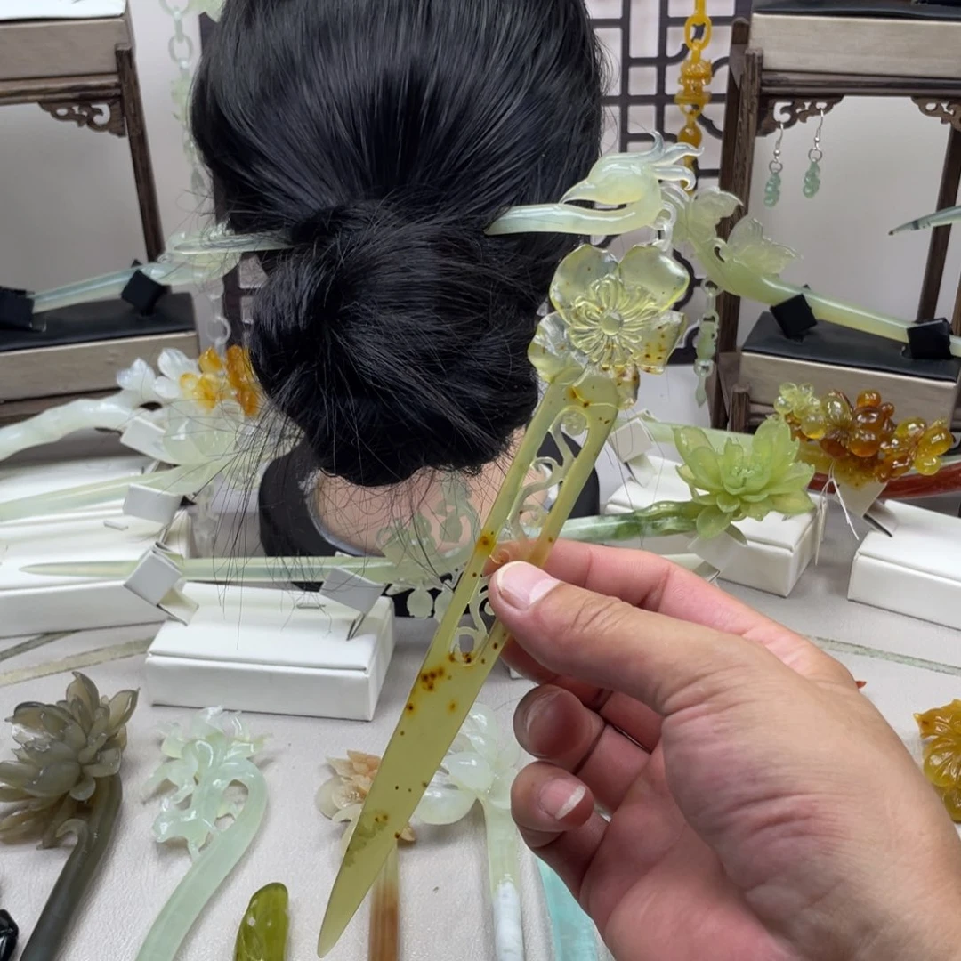 蛇纹石玉未镶嵌发饰发簪