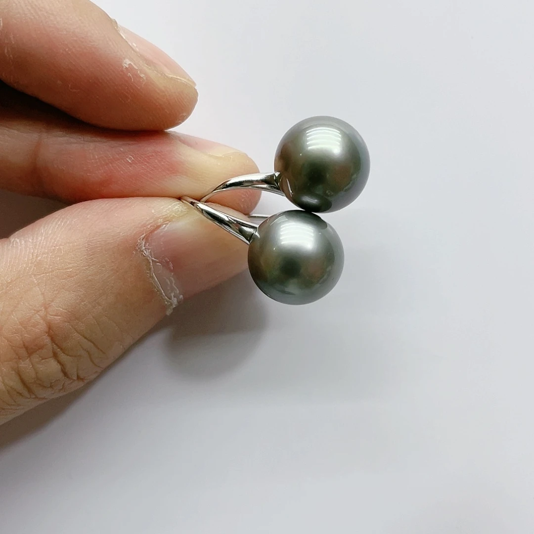 海水珍珠耳饰银S925镶嵌