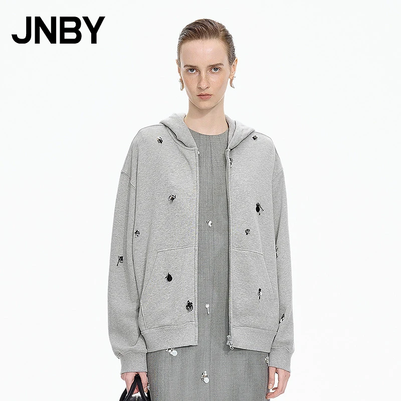【商场同款】JNBY/江南布衣25秋新品卫衣连帽开襟宽松5P9411340