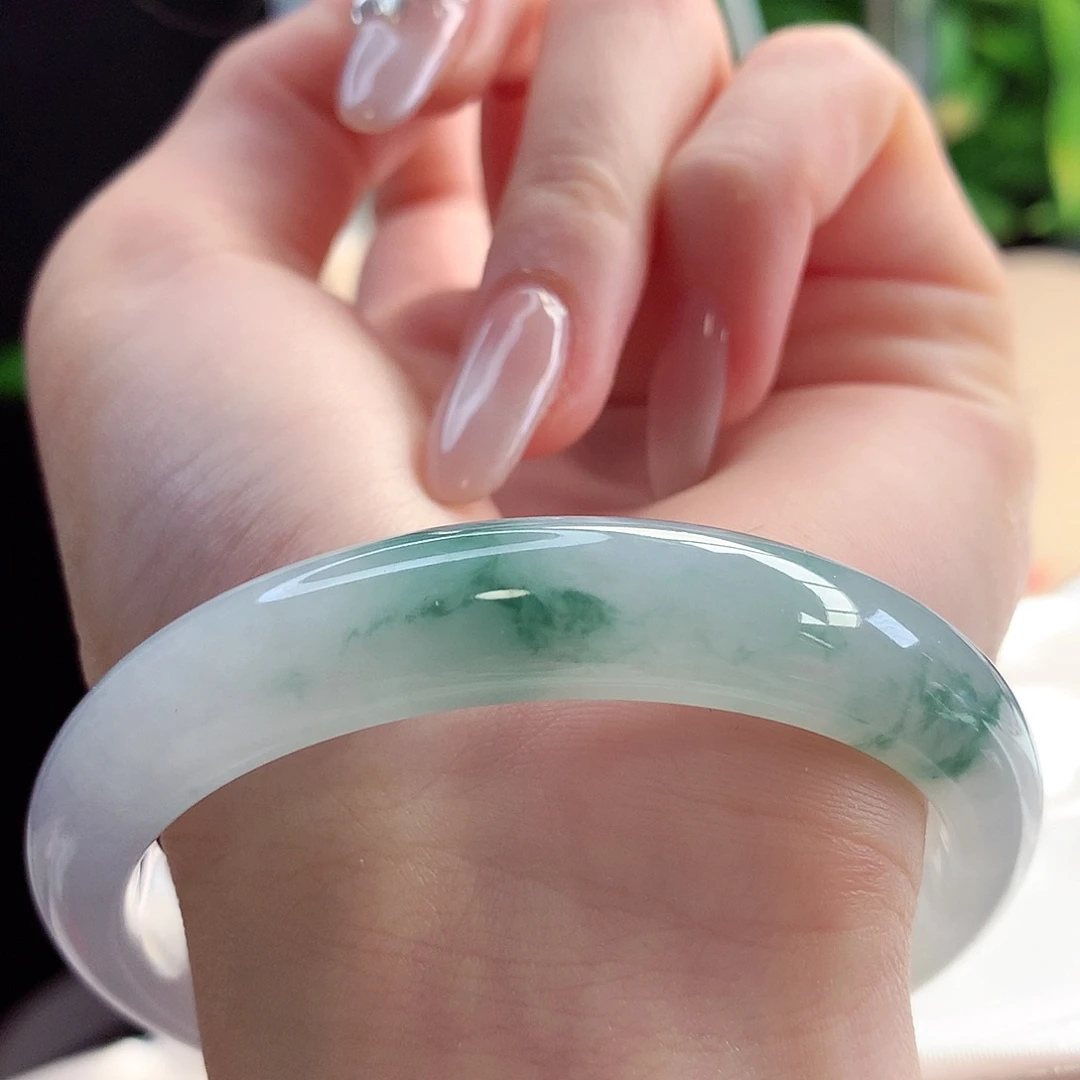未镶嵌手镯翡翠天然A货翡翠58-59水中月黛镜中花精致28号