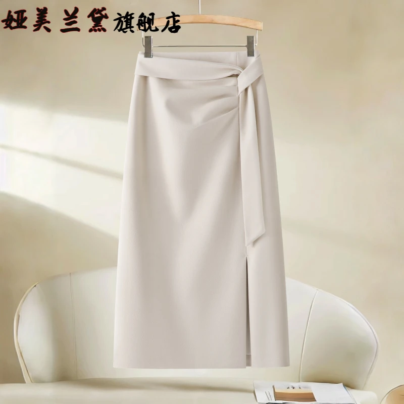 洋气开叉半身裙毛呢a字裙女秋冬季2025新款高腰显瘦设计感包臀裙