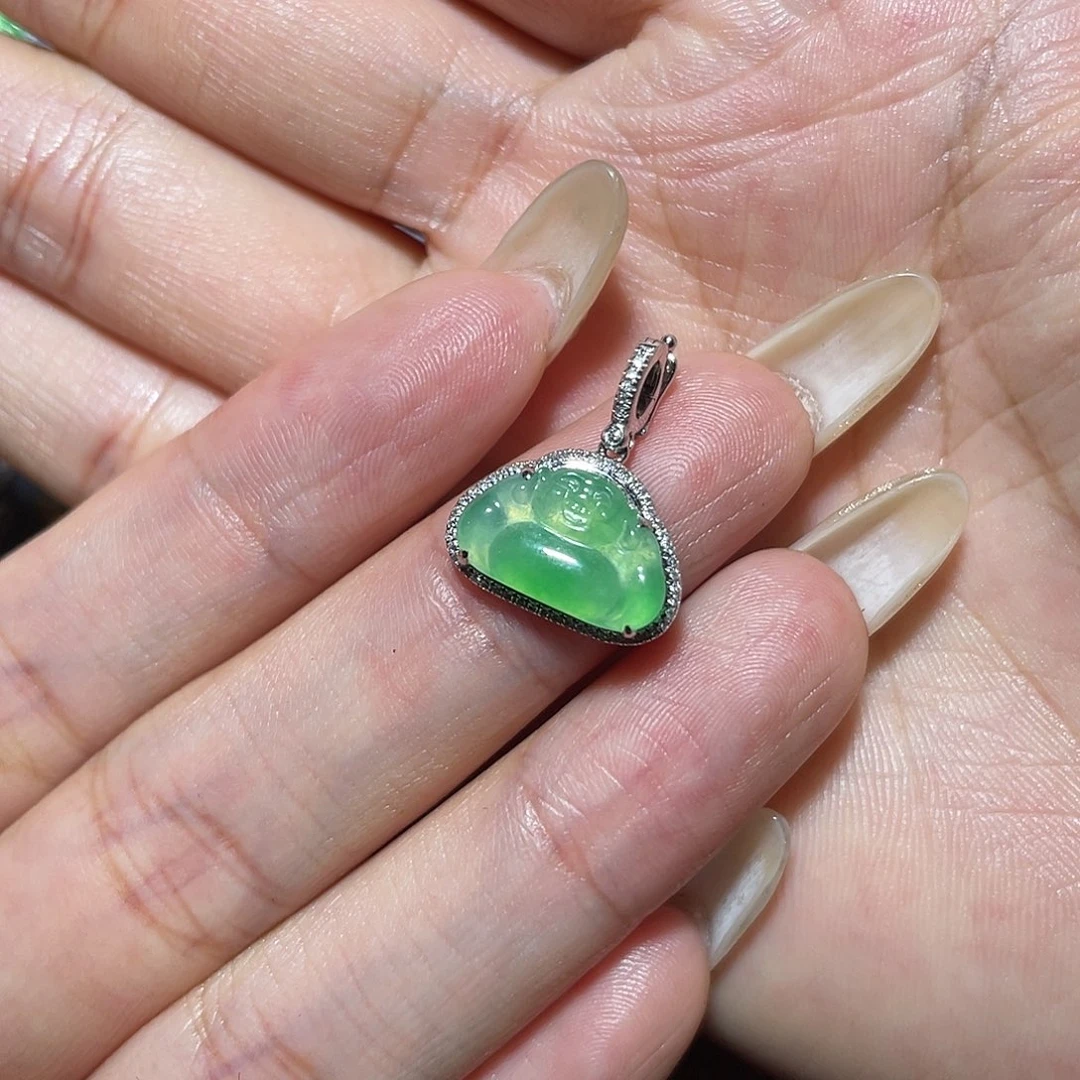 翡翠18K金镶嵌吊坠(不含链)