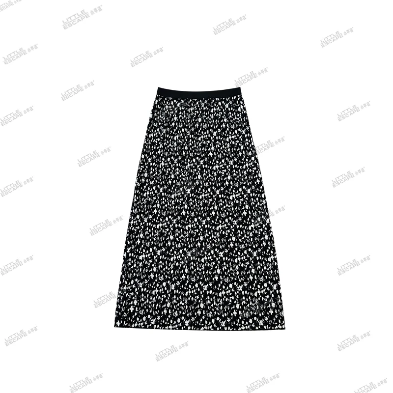 A新款黑色碎花半身裙时尚松紧腰潮流百搭显瘦240490
